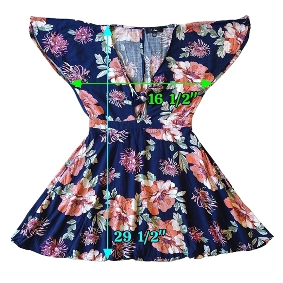 Lulu's Botanic of Time Navy Blue Floral Print Tie-Front Skater Mini Dress - Picture 4 of 12
